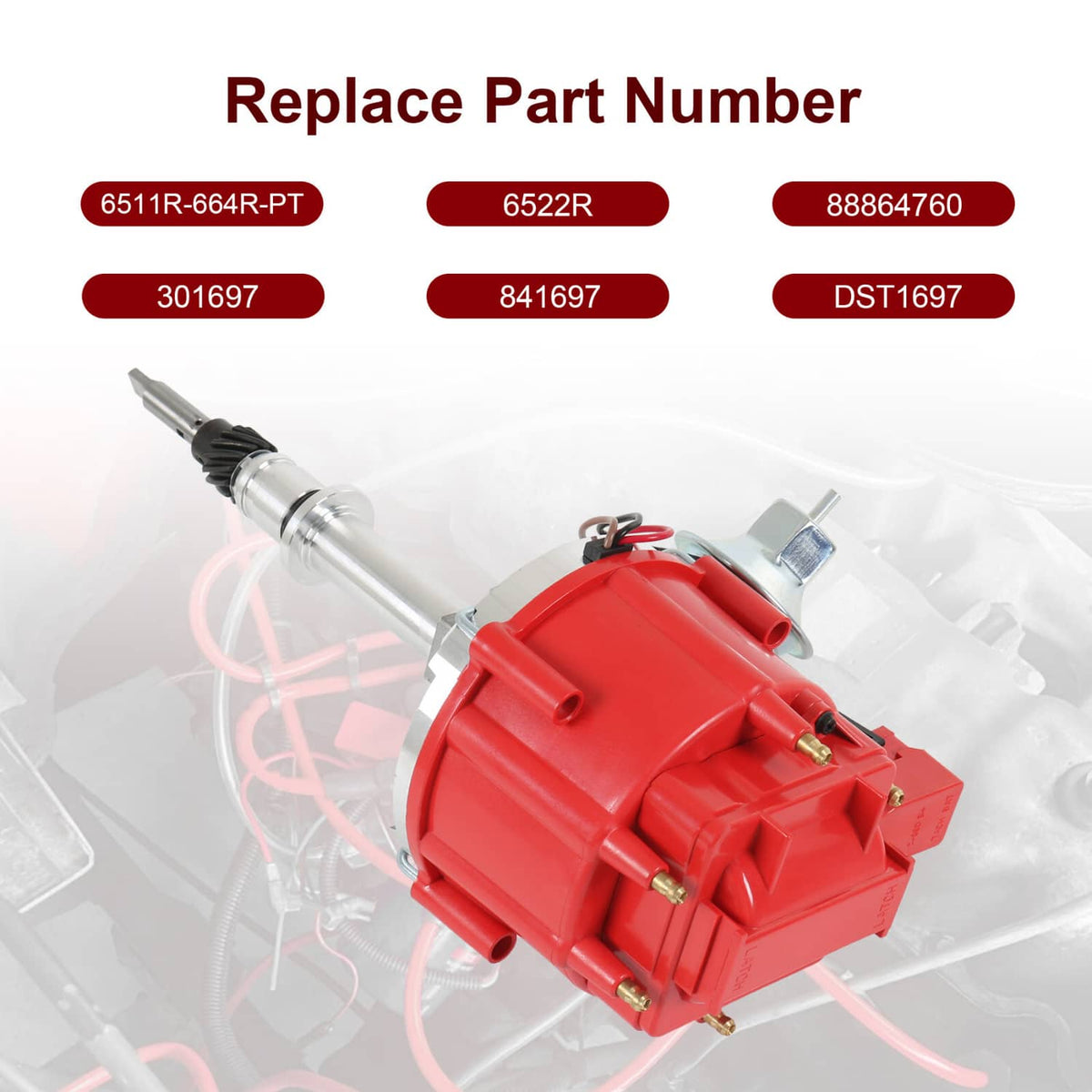 Solidspare 6522R Premium Distributor HEI For Chevy Inline 6-Cyl 230 250 292 w/65K Volt Coil