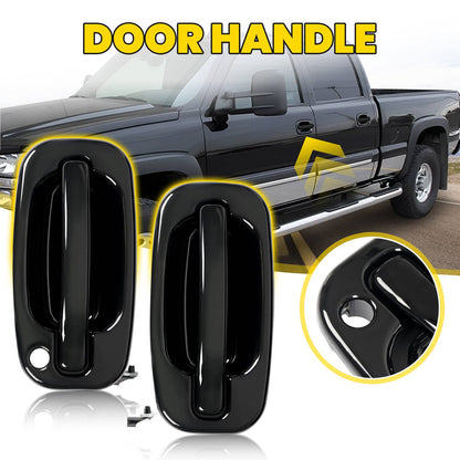 Solid Spare Door Handle Set For Chevy Silverado 1500 1999-2006 Smooth Black Front Outer 2PCS
