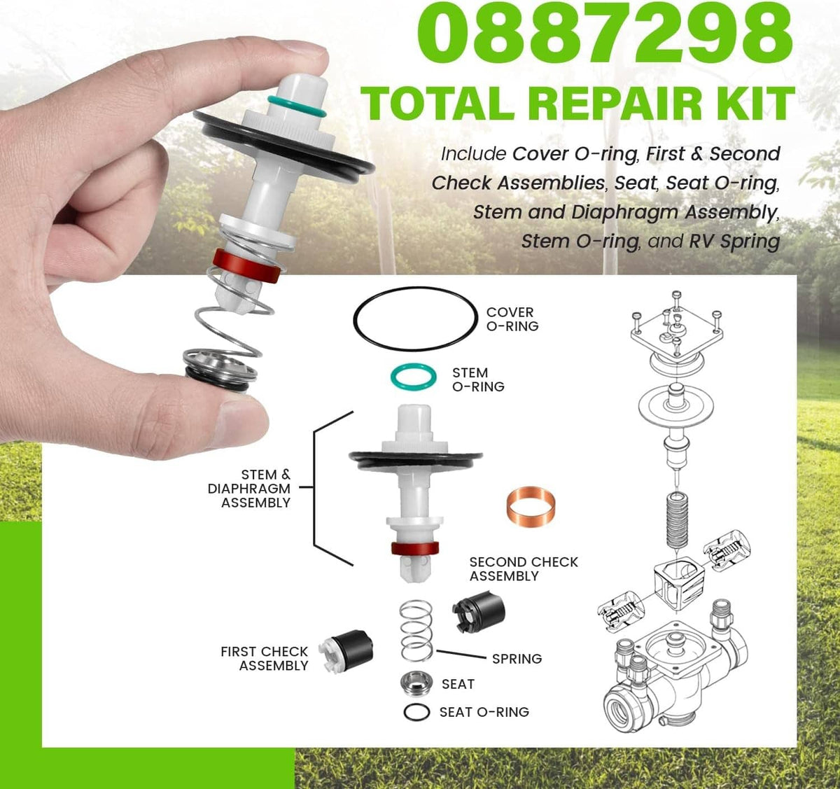 Solidspare for Watts 0887298 RK009 1/4"-1/2" Total Relief Reduced Pressure Zone Repair Kit
