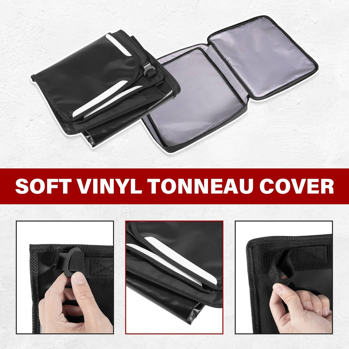 Solidspare Soft Vinyl Tonneau Cover 4-Door Rear Trunk Sunshade Fits Jeep Wrangler JLU 2018+