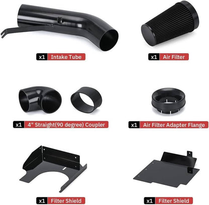 Solidspare 4" Inch Cold Air Intake Kit & Heat Shield for 1999-2006 GMC/Chevy V8 4.8L/5.3L