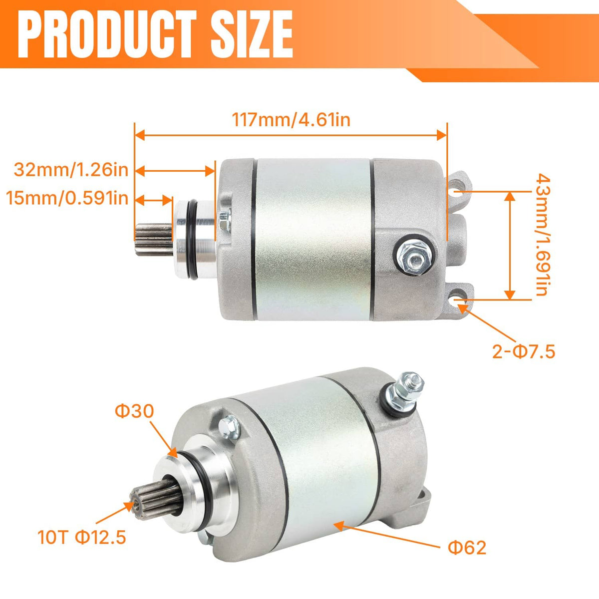 Solidspare Replacement 31200-HP1-601 Starter Motor Assembly for 2006-2014 Honda TRX450ER