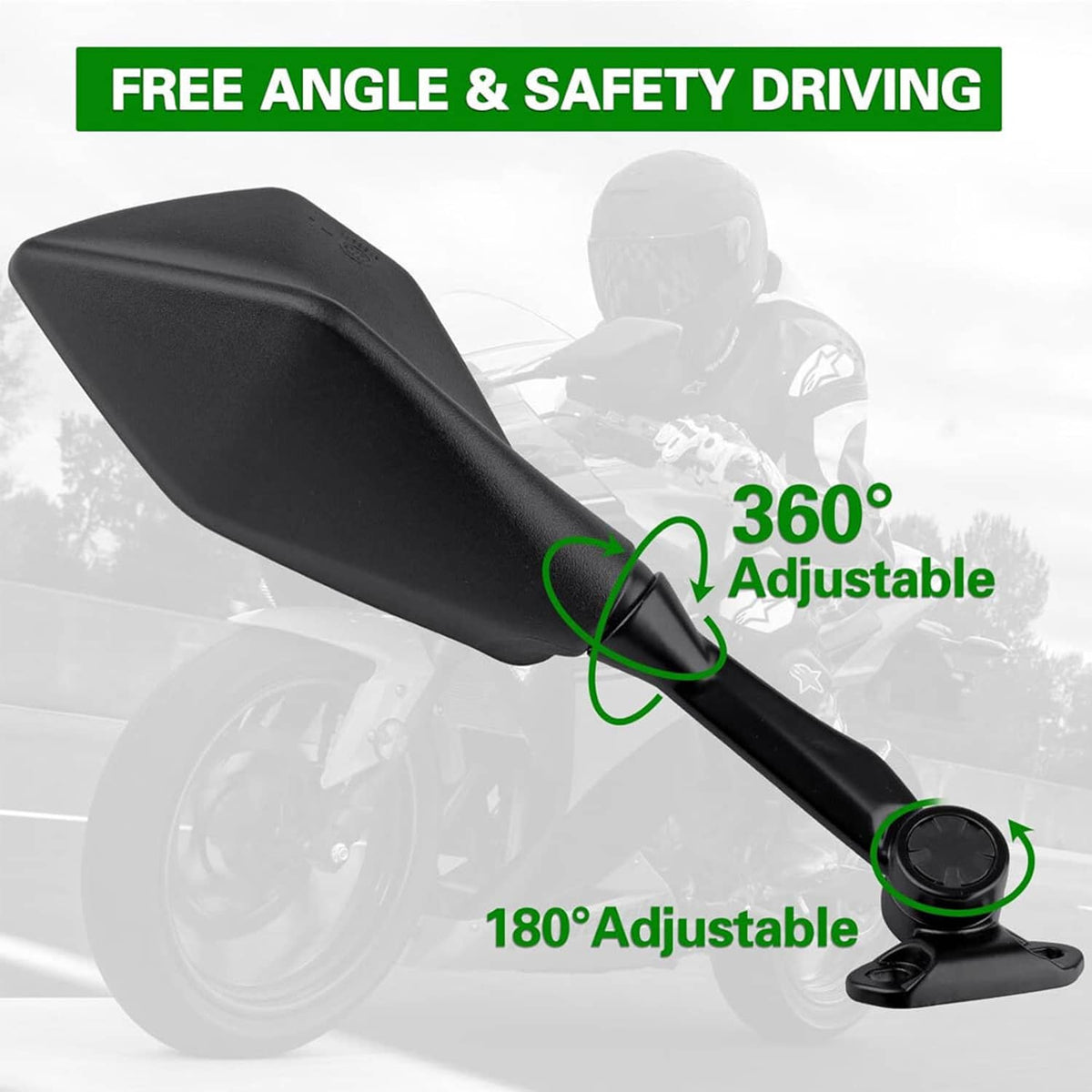 Solidspare Black L & R Rear View Mirrors For Kawasaki Ninja ZX6R ZX636 2013 2014 2015 2016