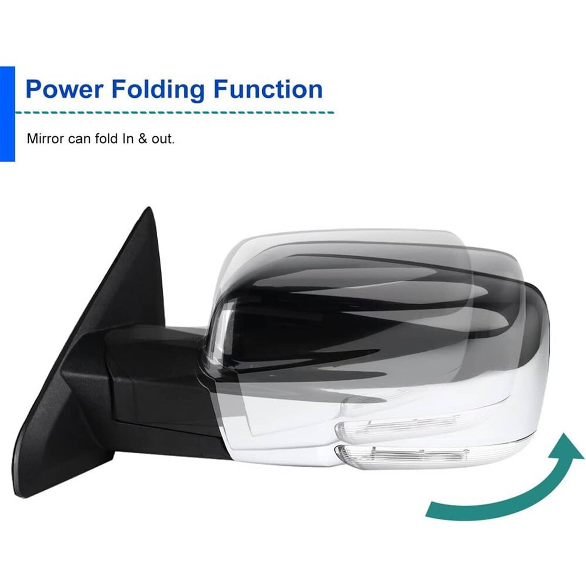 Solidspare New Mirror Sliver Cover Power Folding Signal Driver/Left Side For 13-18 Ram 1500