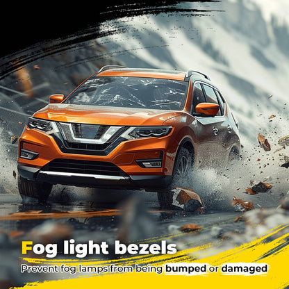 Solid Spare For 2017-2020 Nissan Rogue S SL SV Front Bumper Fog Lights Lamps w/Bezel+Bulbs