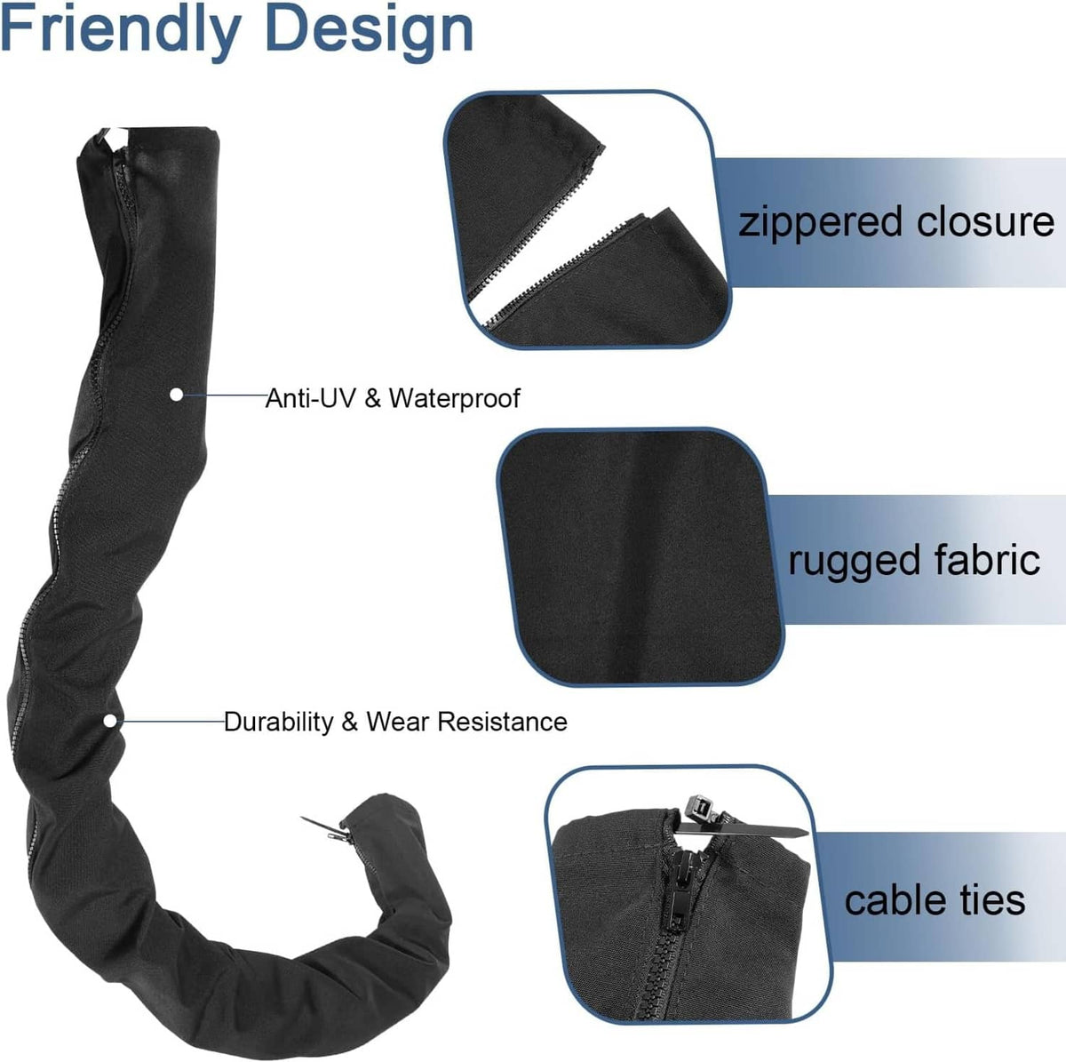 Solid Spare Marine Cable-Hose Rigging Protector Cover 48" Zippered Sleeve ZRS-1-DP Outboard