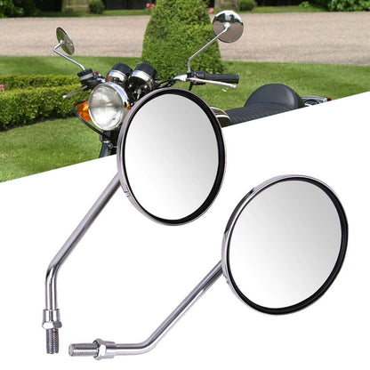 Solidspare Chrome Motorcycle Classic Round Rearview Side Mirrors 10mm For Honda CB 350 450
