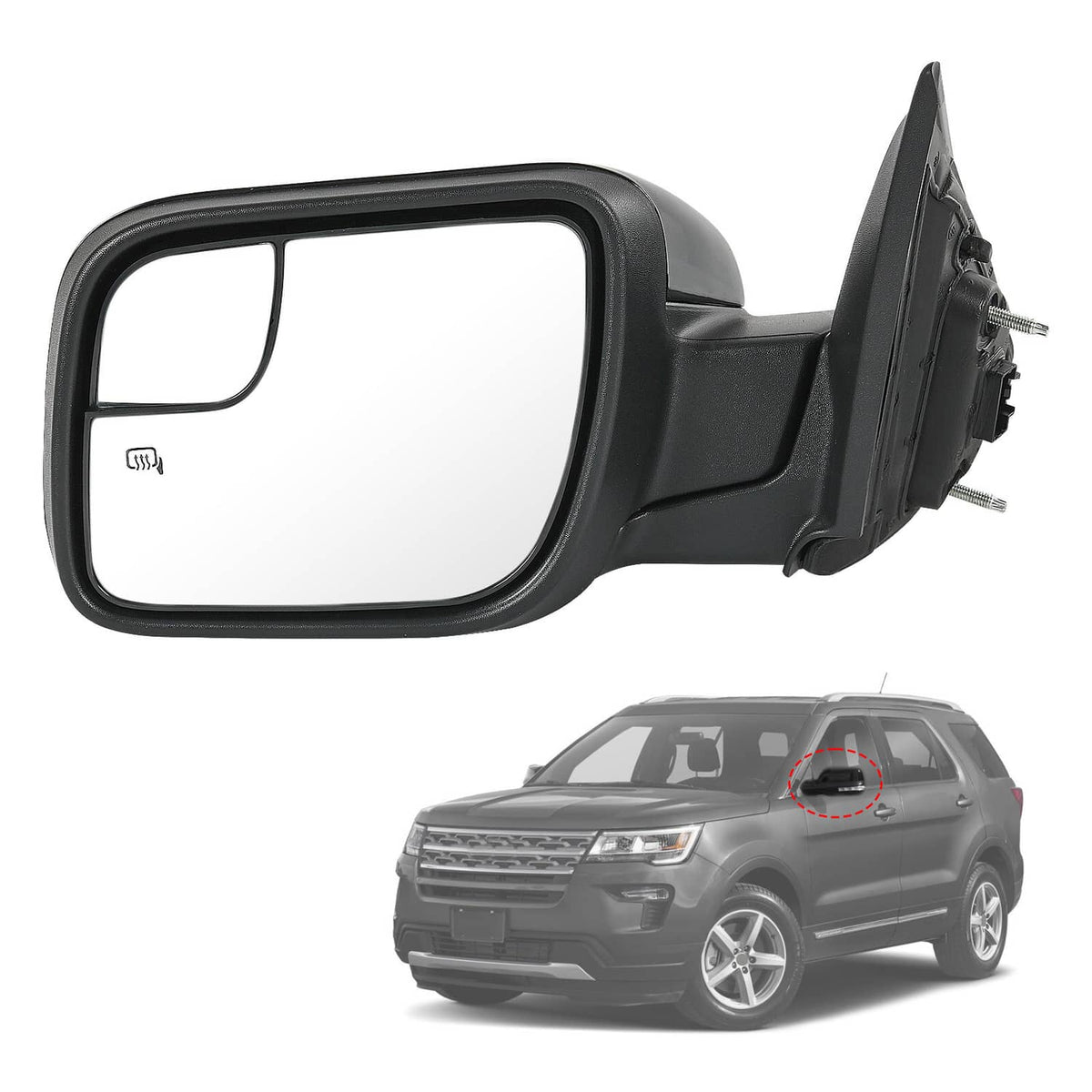 Solidspare Driver Side Heated Mirror w/ Puddle Light Power 7Pin For 2016-2019 Ford Explorer