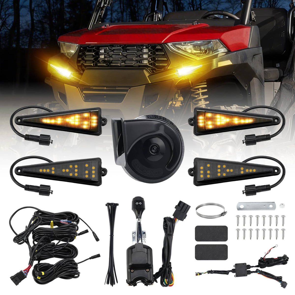 Solidspare No Hole LED Turn Signal Street Legal Blinker Kit for Polaris Ranger 500 570 900