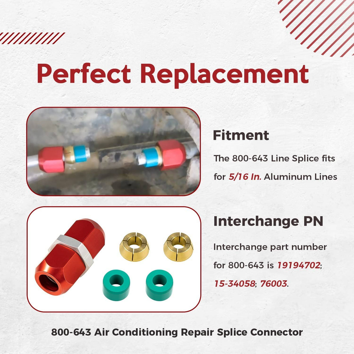 Solidspare 800-643 5/16'' Aluminum Line Splice Repair Kit 5PCS Works for A/C, coolant Etc