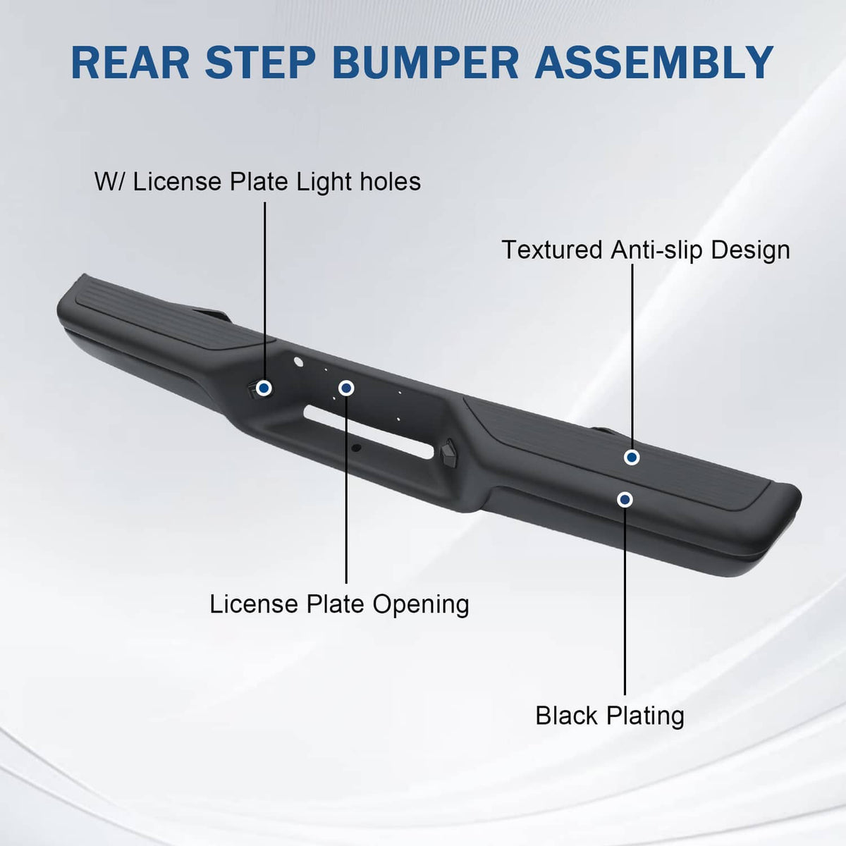 Solidspare REAR STEP BUMPER ASSEMBLY STEEL WITH PADS FOR 1997-2004 DODGE DAKOTA BLACK