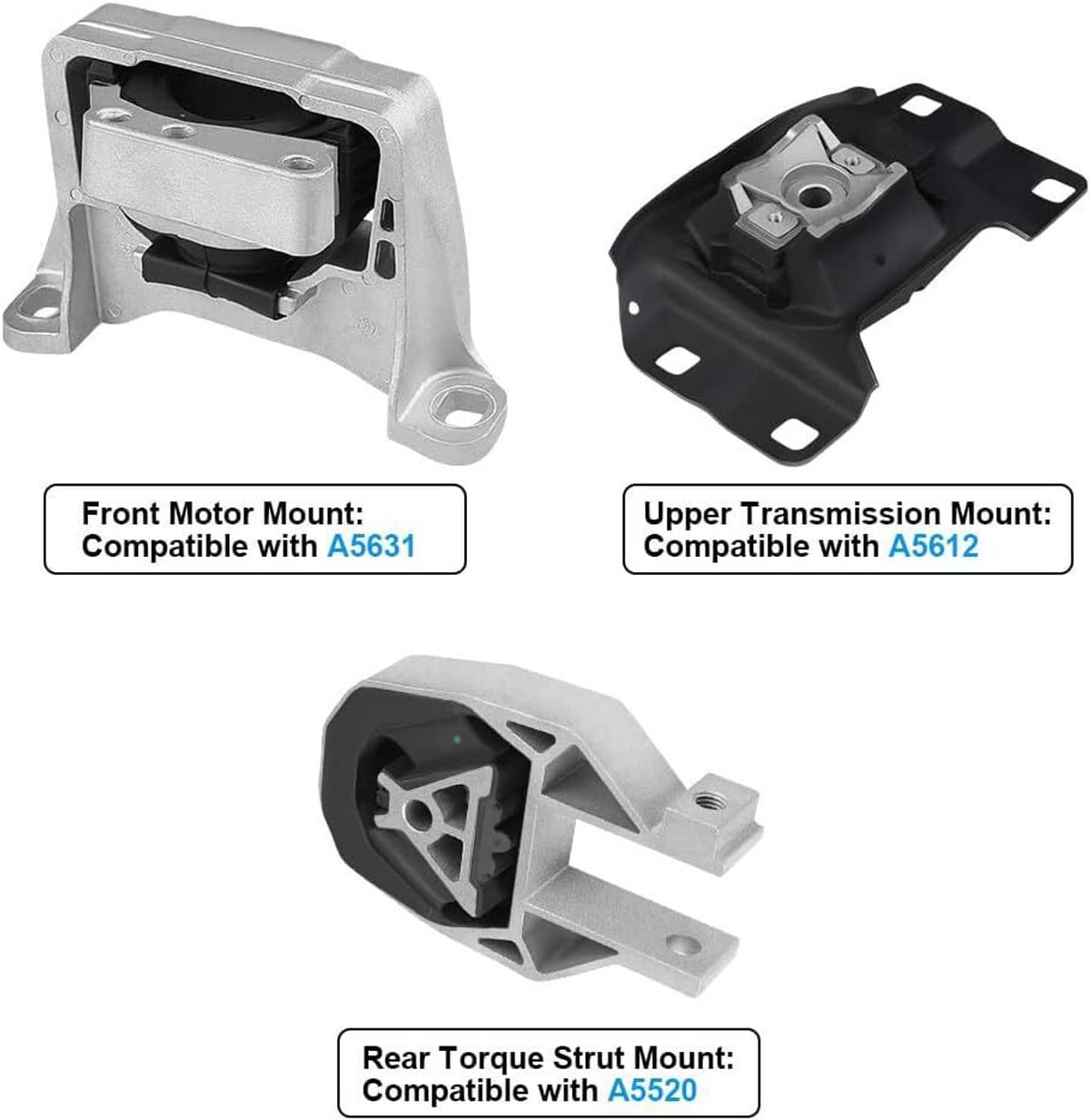 Solidspare New For 2013-2022 Ford Escape 3Pcs Engine Motor & Transmission Mount Set A5631