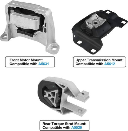 Solidspare New For 2013-2022 Ford Escape 3Pcs Engine Motor & Transmission Mount Set A5631