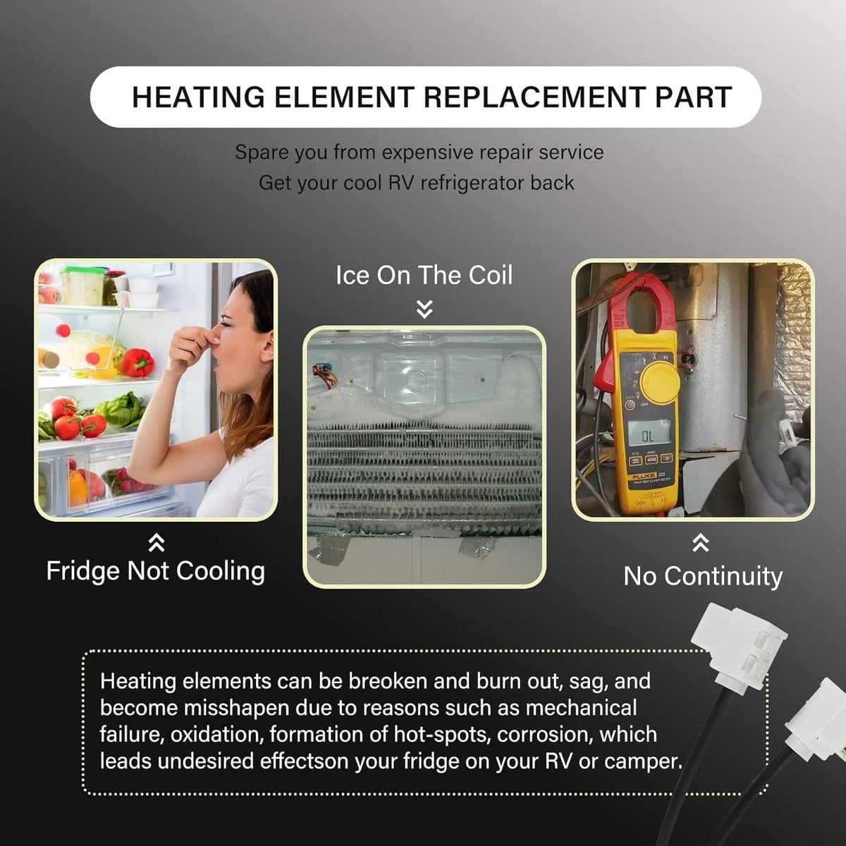 Solid Spare Heating Element Replace Part 3850644422 Fit For Dometic Refrigerator 325W 120V
