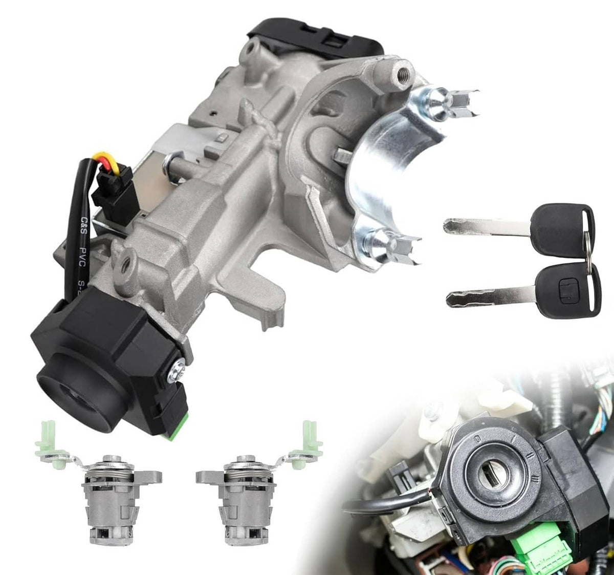 Solidspare Ignition Switch Lock Cylinder with 2 Keys for 2002-2006 Honda CR-V 72185-S9A-013