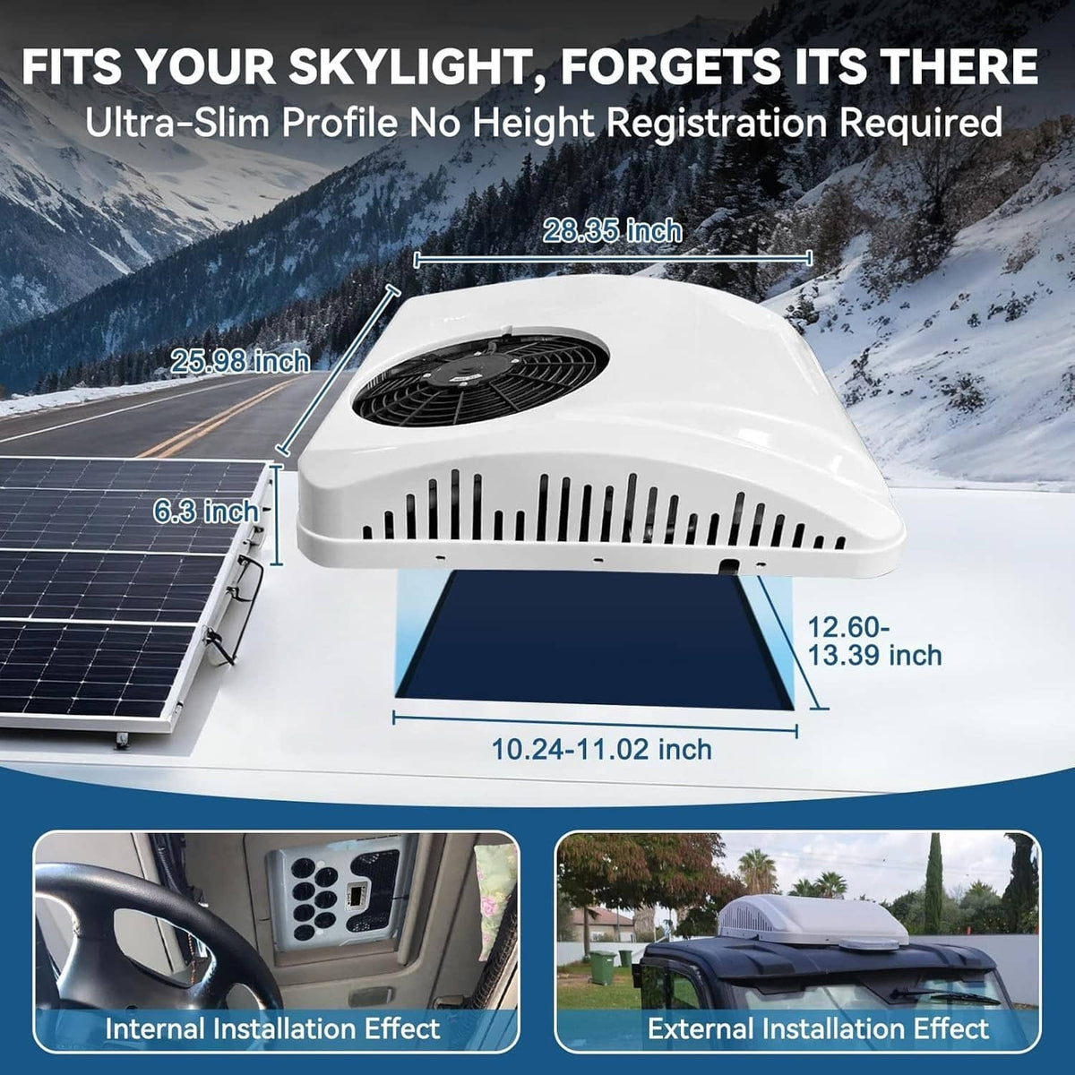 Solidspare 48V For Trailer Motorhome 11000 BTU RV Rooftop Air Conditioner A/C Unit Cooling