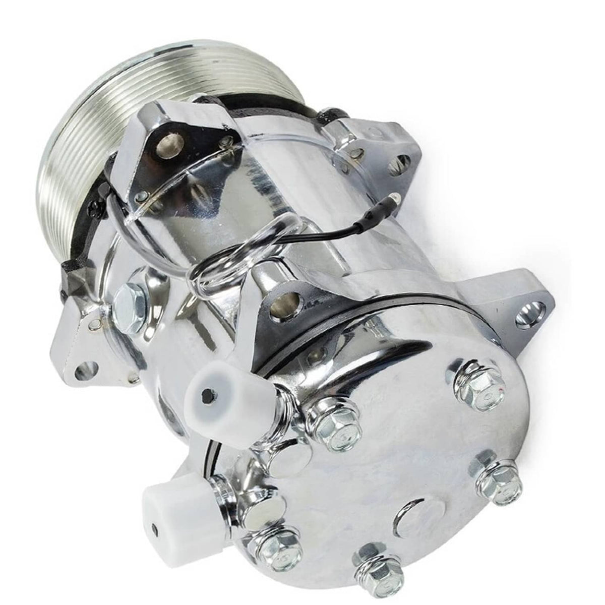 Solidspare A/C Compressor w/ Clutch for Sanden 508 Style 8-Groove Serpentine Belt Aluminum