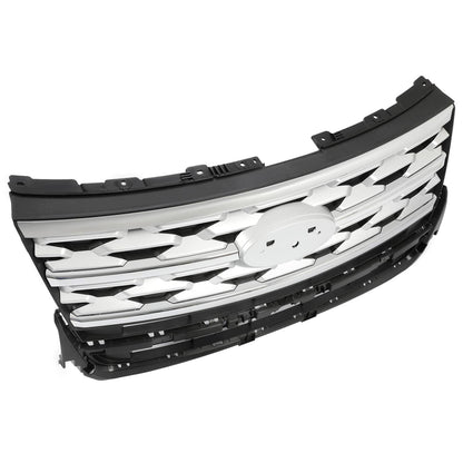 Solid Spare For Ford Explorer 2018 2019 Front Bumper Grill Upper Grille ABS Painted Chrome
