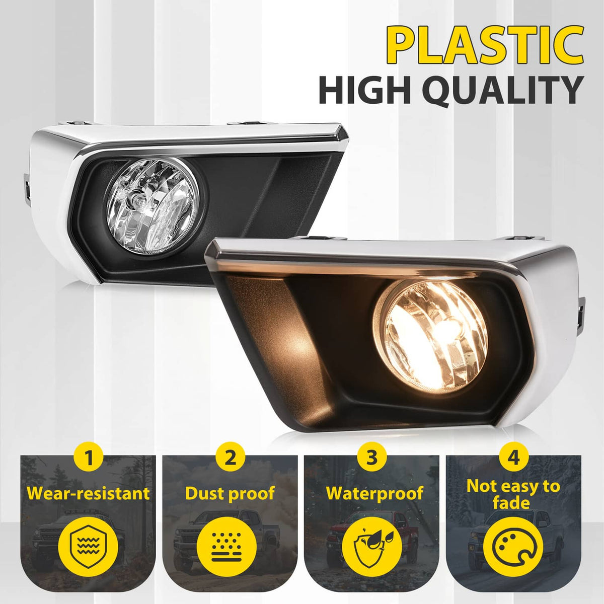 Solid Spare For Chevrolet Colorado 2021-2022 Clear Fog Lights w/ Chrome Bezel Wires Switch