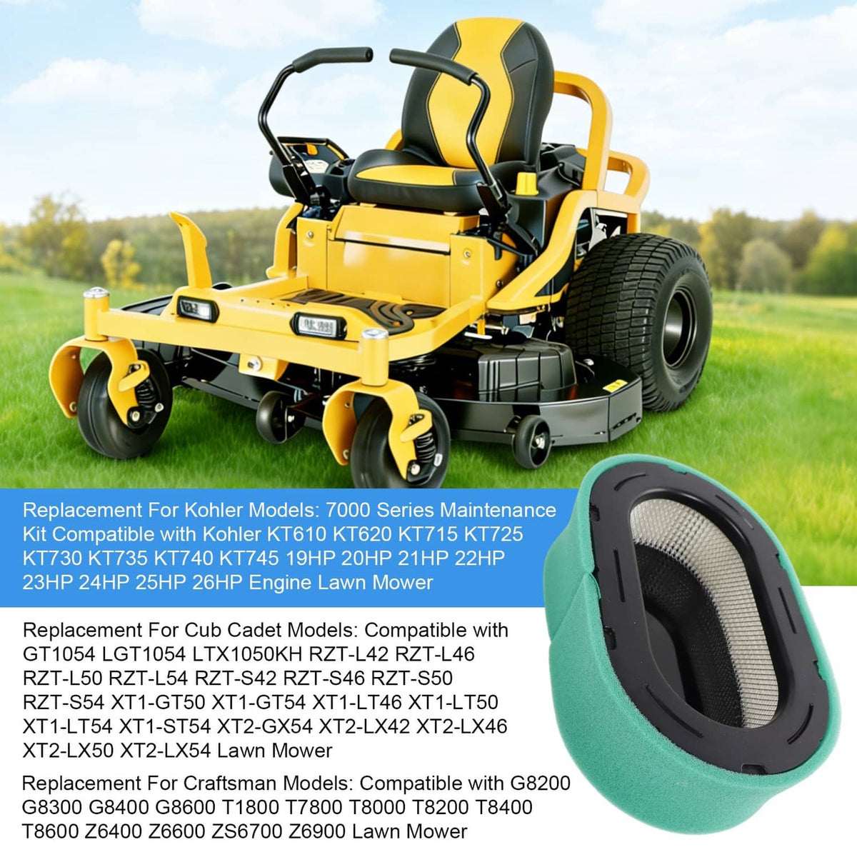 Solidspare 32 083 09-S Air filter tune up kit For Kohler 7000 series 19HP-26HP Engine Mower