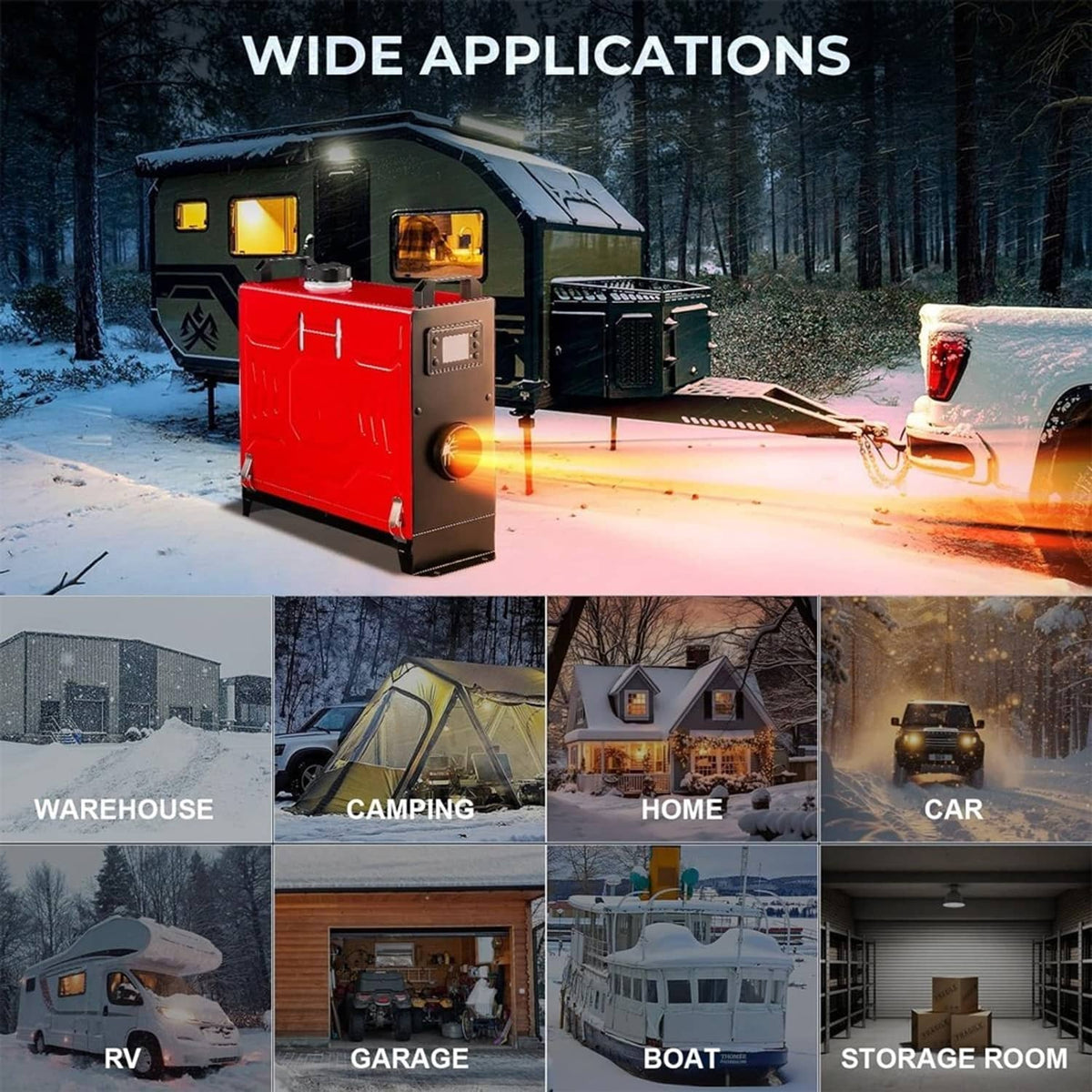 Solidspare 8KW Diesel Air Heater 12V/24V APP Bluetooth & 110V AC Adapter For Car RV Indoors