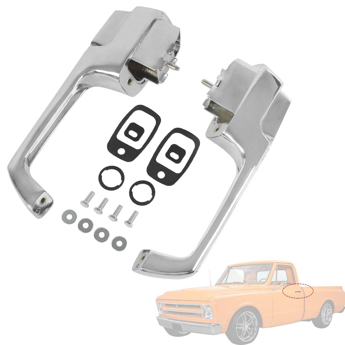 Solidspare Chrome Pair Outside Door Handles For 1967-1972 Chevy C/K 10 20 30, GMC C/K 15 25