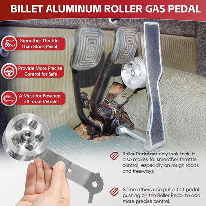 Solid Spare 8511 Billet Aluminum Roller Gas Pedal for 1949-1977 Stock Volkswagen VW Bug Ghia