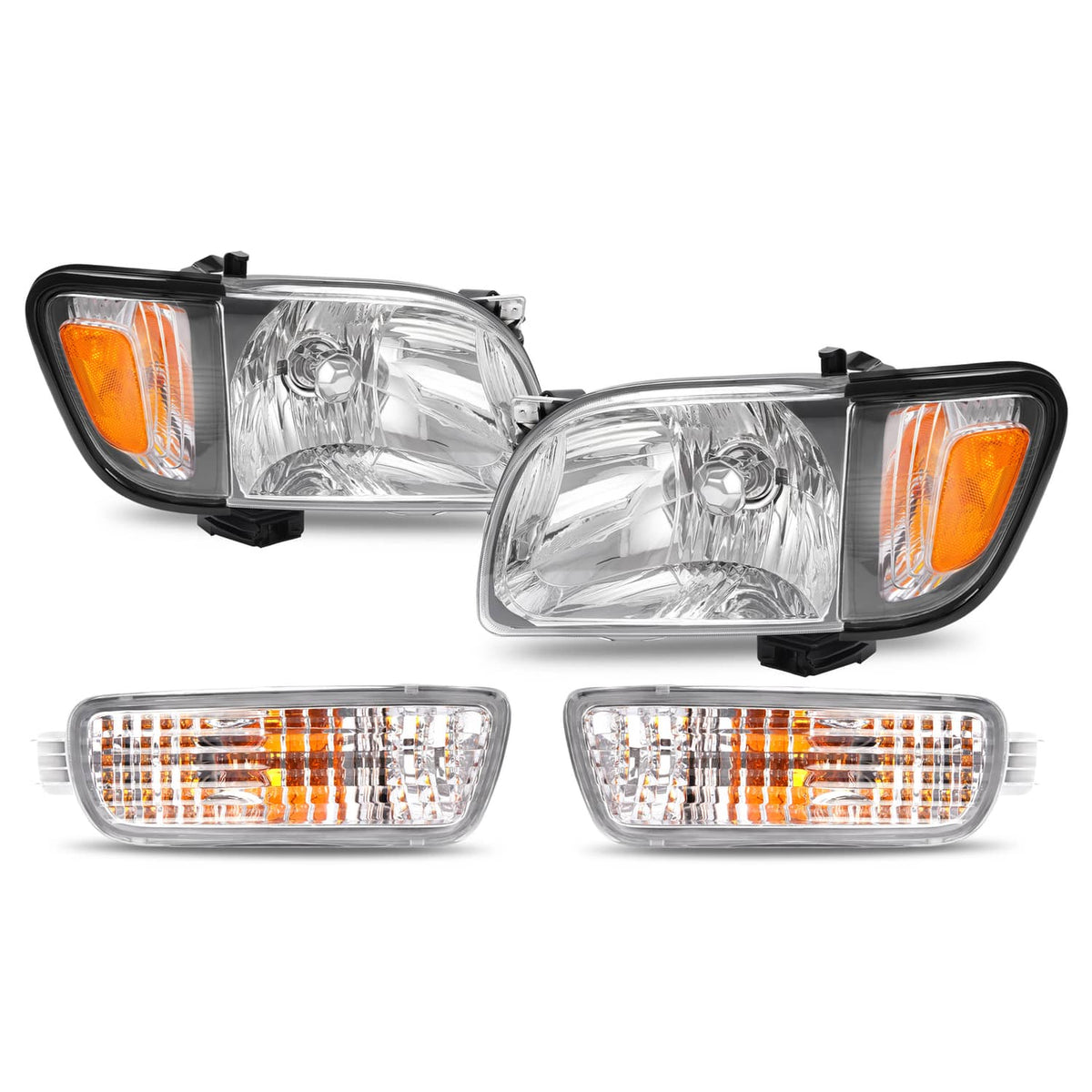 Solid Spare For Toyota Tacoma 2001-2004 Headlights Corner Signal Lights Bumper Lamp w/Bulbs