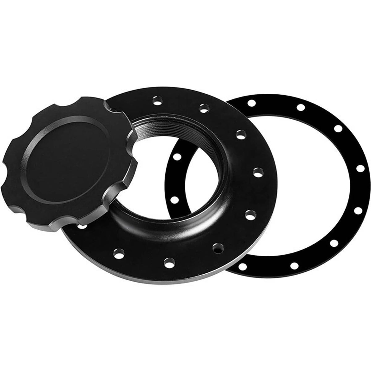 Solidspare Billet Aluminum Easy Fill Fuel Cell Gas Cap With 12 Hole Cell Bung & Gasket