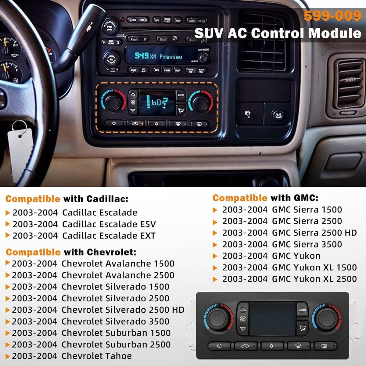 Solidspare New AC Heater Climate Control Module 599-009 For Chevy GMC Improved Design 03-07
