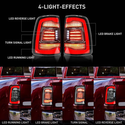 Solidspare Pair LED Tail Light for 2009-2018 Dodge Ram 1500 2500 3500 Rear Light Clear Lens