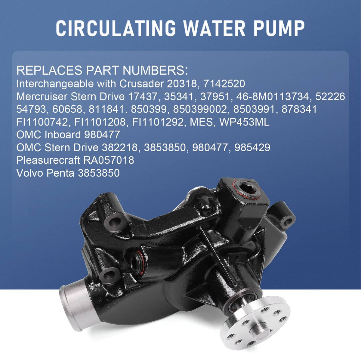Solidspare For MerCruiser Circulation 4.3L 5.0L 5.7L Water Pump 18-684M 60658 With Gasket
