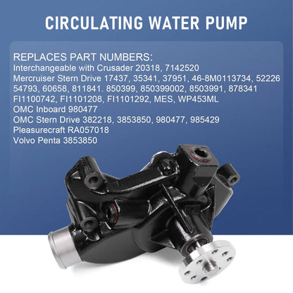 Solidspare For MerCruiser Circulation 4.3L 5.0L 5.7L Water Pump 18-684M 60658 With Gasket