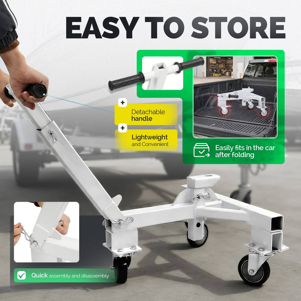 Solidspare 3-Wheel Trailer Dolly Up To 20000LBS Tongue Weight 3500 LBS For RV Boat Camper