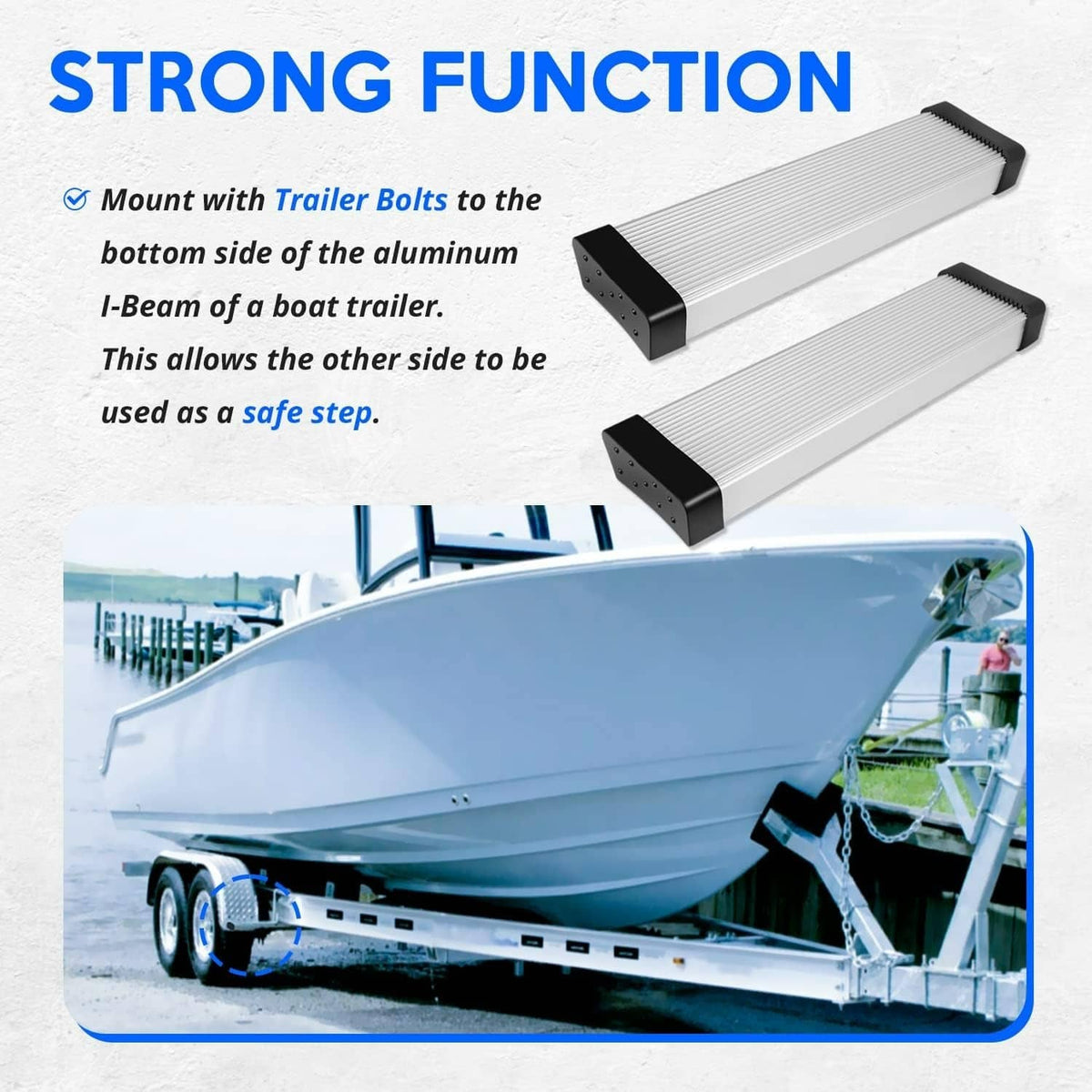 Solidspare Aluminum Boat Trailer Square Fender Mount and Step Pad Bolt On Brackets