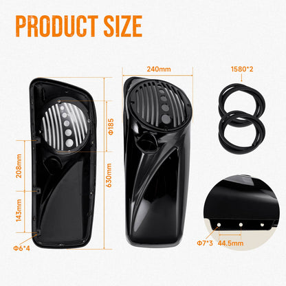 Solidspare ABS 8" Speaker Lids with Tweeter Port for HarleyTouring Models 2014-2023 New