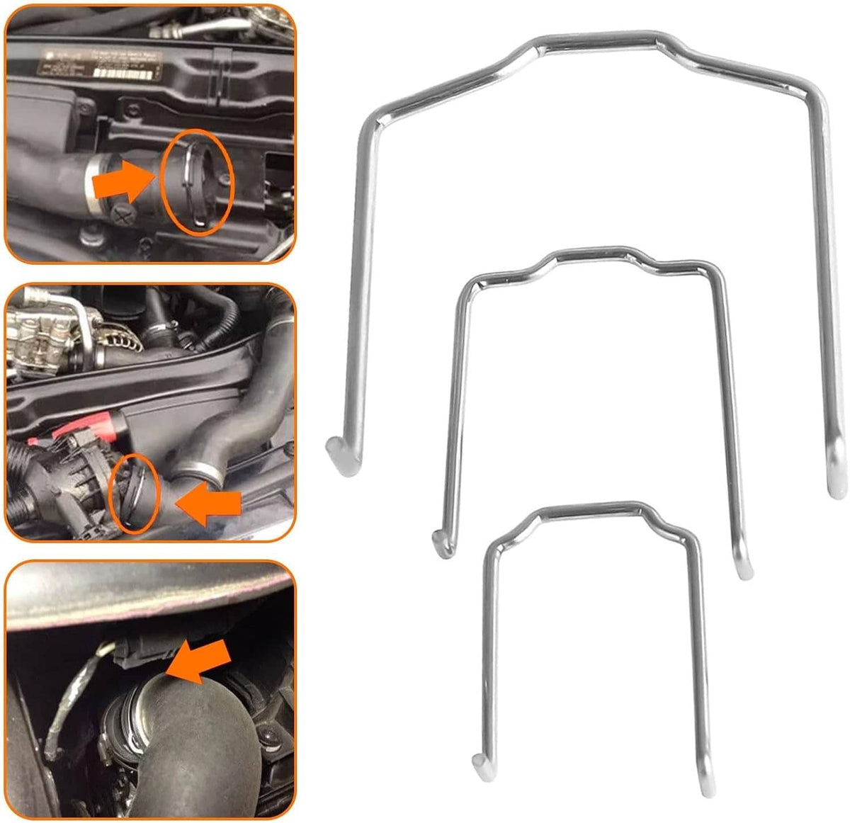 Solidspare Radiator Hose Retaining Spring Clip Clamp 0.87in 1.07in 1.83in U” shape For BMW