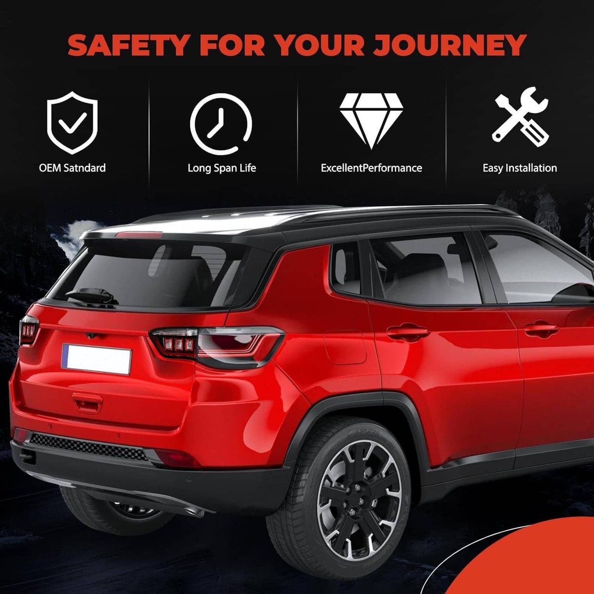 Solidspare Aftermarket Inner Halogen Tail Light Right Side Inner for 2017-2026 Jeep Compass