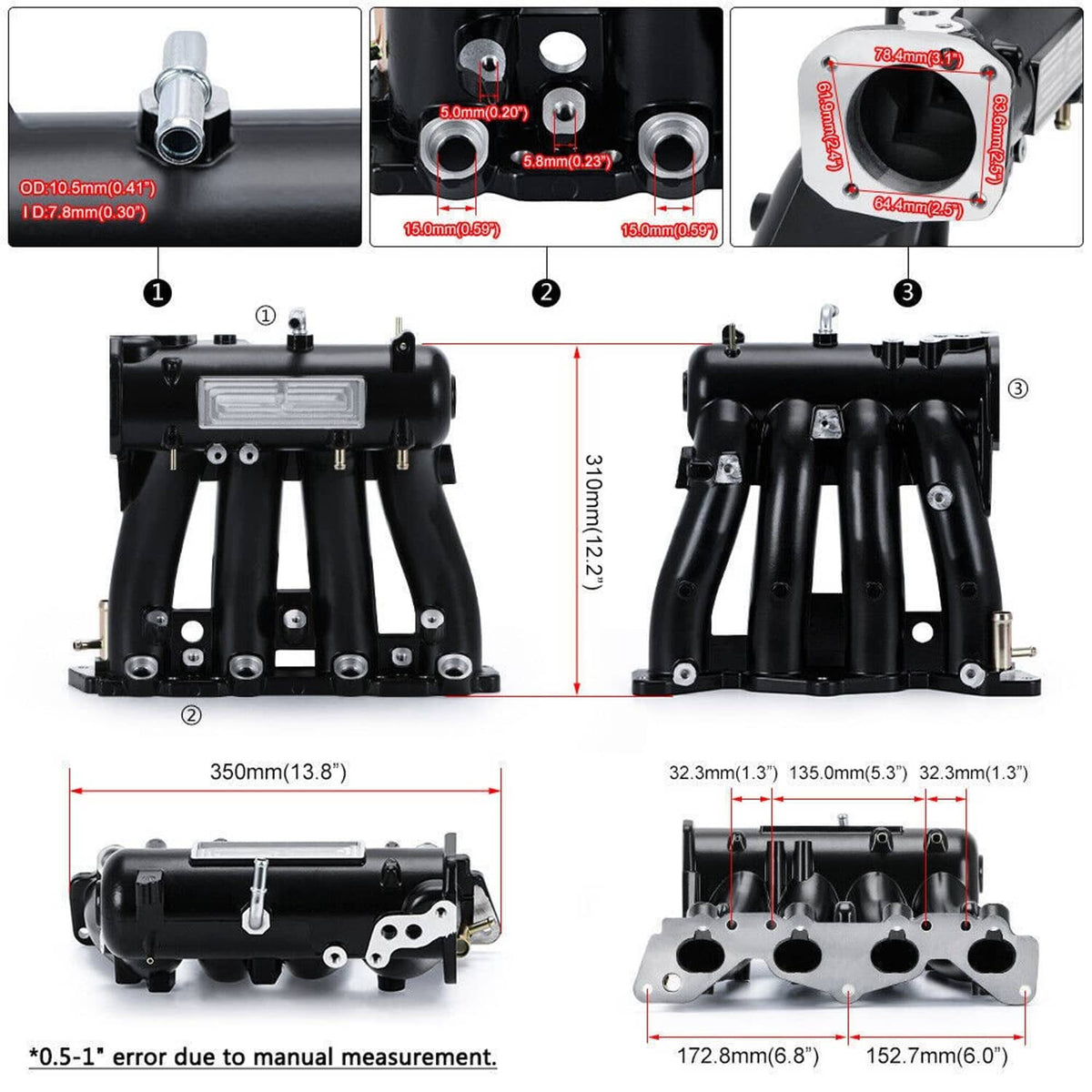 Solidspare D16 D15 D-Series Intake Manifold For 1988-2000 Honda Civic Del Sol D15A2 D16Y8