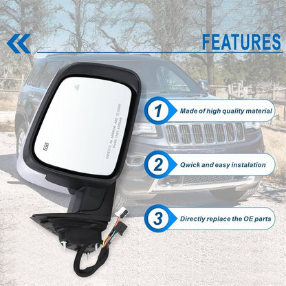Solidspare Passenger Side Manual Fold Mirror Blind Spot For Jeep Grand Cherokee 2011-2022