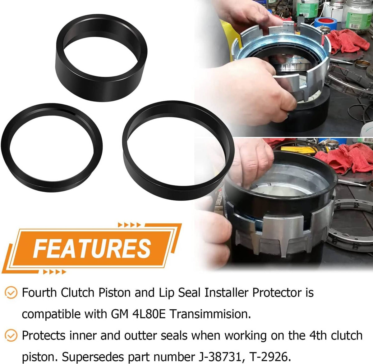 Solid Spare T-2926 4th Clutch Piston & Lip Seal Installer Protector Tool GM 4L80E J-38731