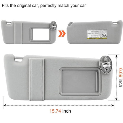 Solidspare Left and Right Gray Sun Visor Pair With Cover Trims for Toyota Venza 2009-2016