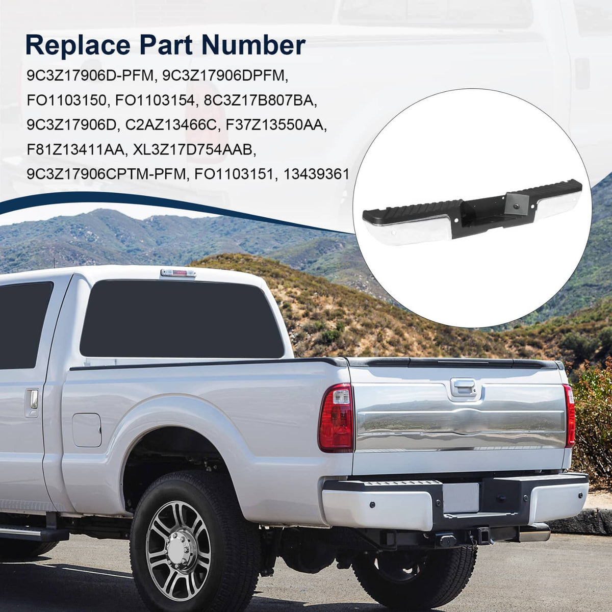Solidspare For 2008-2016 Ford F250 F350 Super Duty Rear Step Bumper Assembly w/ Sensor Hole