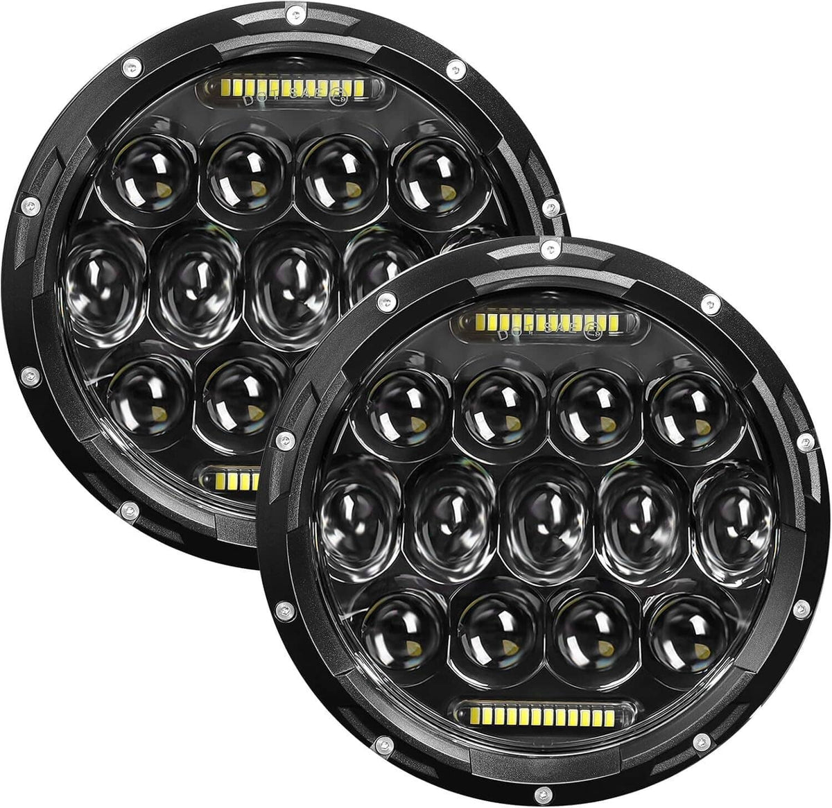Solidspare Pair 7" Inch Round LED Headlights Halo Angle Eyes For Jeep Wrangler JK LJ TJ CJ