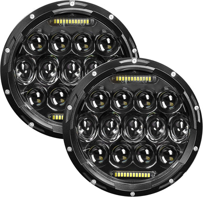 Solidspare Pair 7" Inch Round LED Headlights Halo Angle Eyes For Jeep Wrangler JK LJ TJ CJ