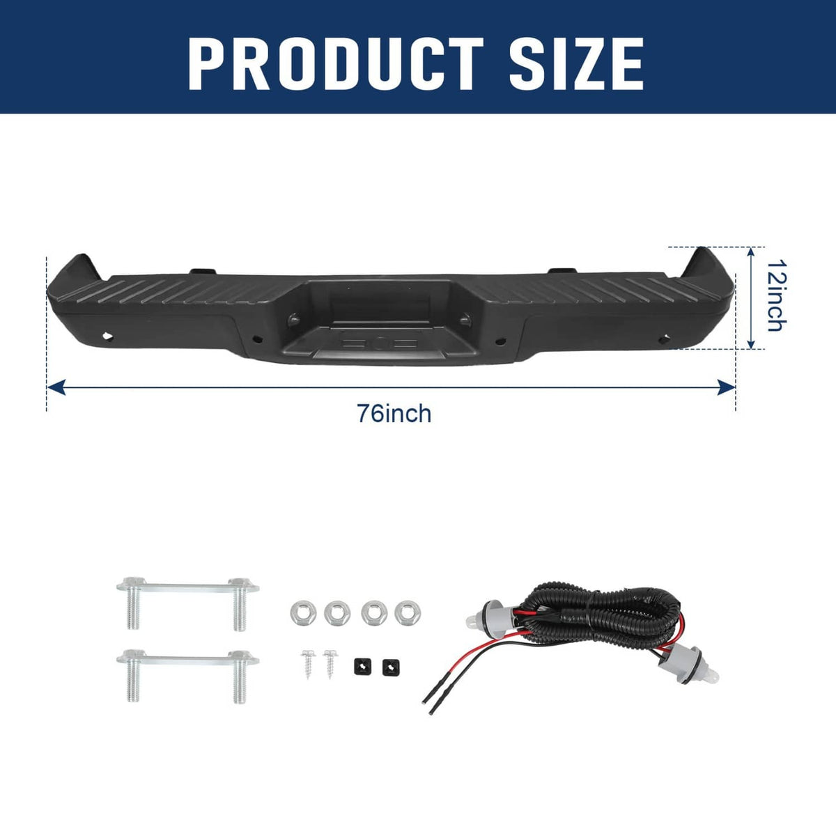 Solidspare Rear Step Bumper For Ford F-150 F150 2009-2014 with Parking Sensor Holes Black