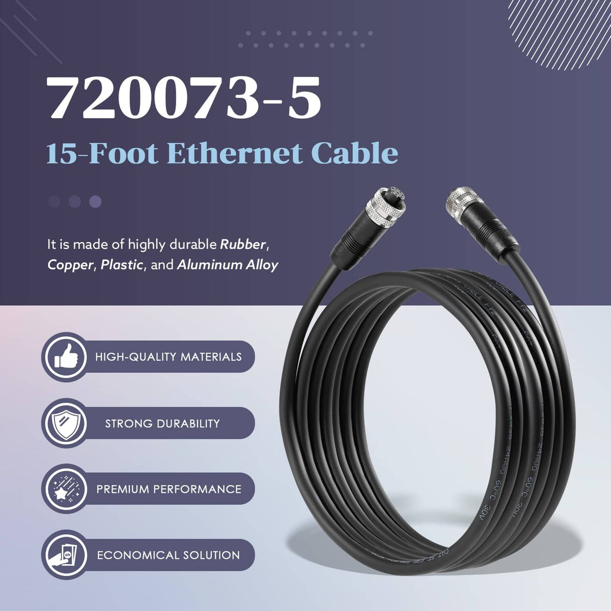 Solidspare Replace HB 720073-5 15 Foot Boat Ethernet Cable AS EC 15E 15ft Fit for Helix 15