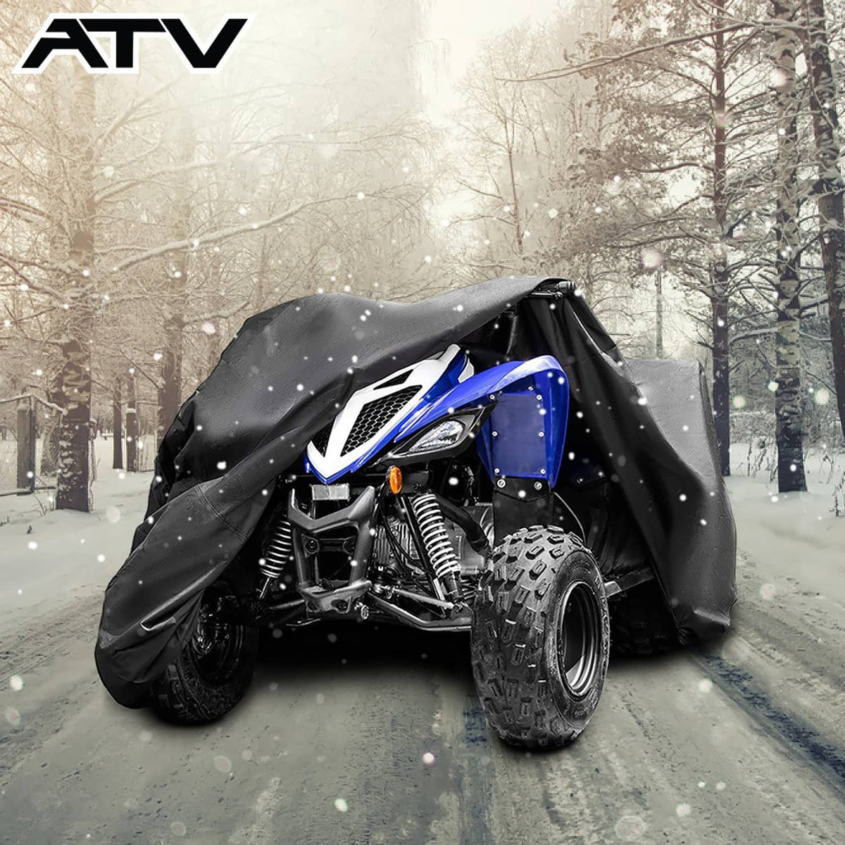 Solidspare ATV Cover Heavy Duty Marine Grade Fabric Quad Cover For Kawasaki Premium Black