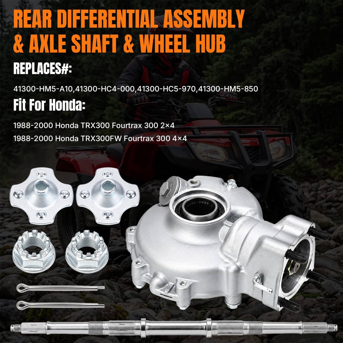 Solidspare Rear Differential Axle Shaft Wheel Hub For Honda TRX300Fw Fourtrax 300 1988-2000