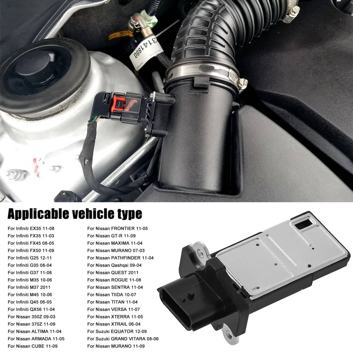 Solidspare Mass Air Flow Meter Sensor MAF For 2005-2015 Nissan Frontier 2.5L L4 22680-7S000